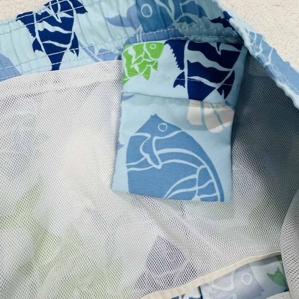 Brooks Brothers‎ 346 Swim Shorts Men Blue Fish Trunks 5